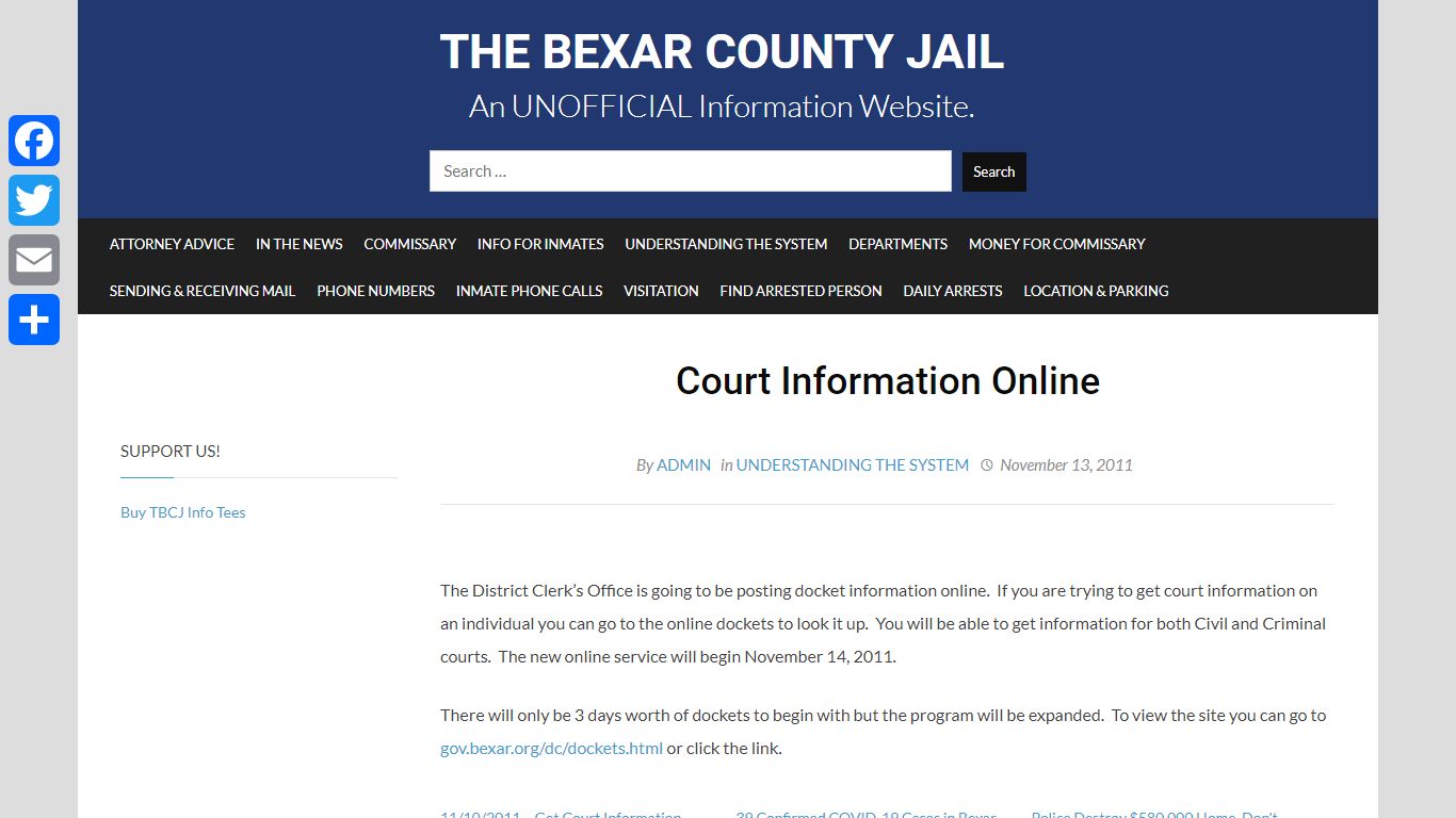 Court Information Online | The Bexar County Jail